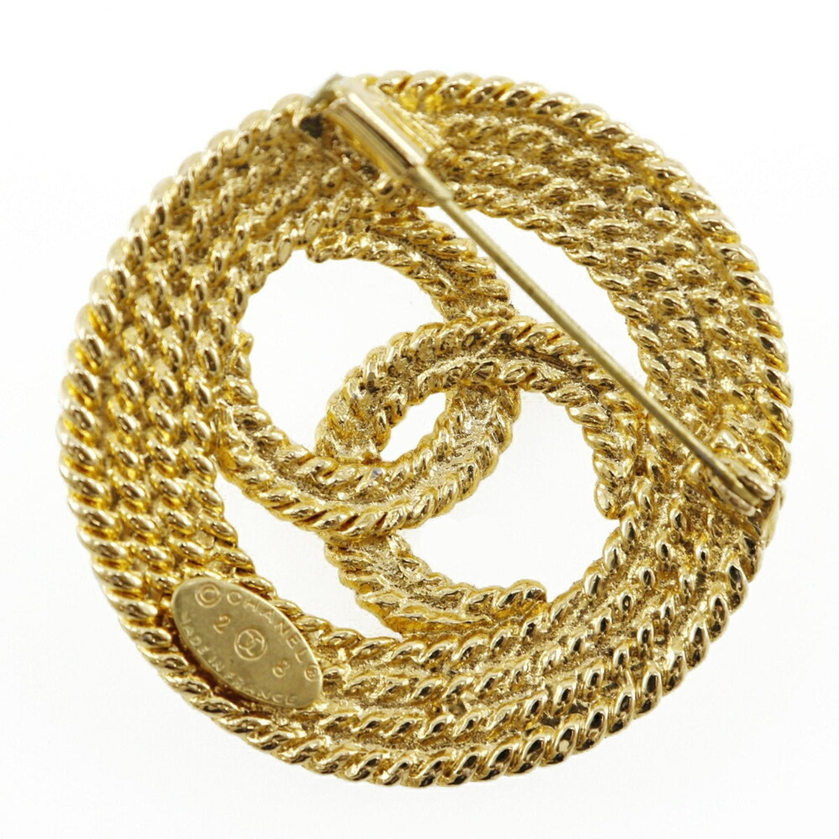 CHANEL Cocomark Brooch Chain Vintage Gold Plated 28 Ladies