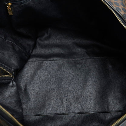 Celine Macadam Boston Bag Brown Black PVC Leather Ladies