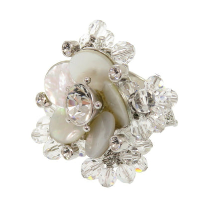 Christian Dior Silver White Metal Band Ring ()