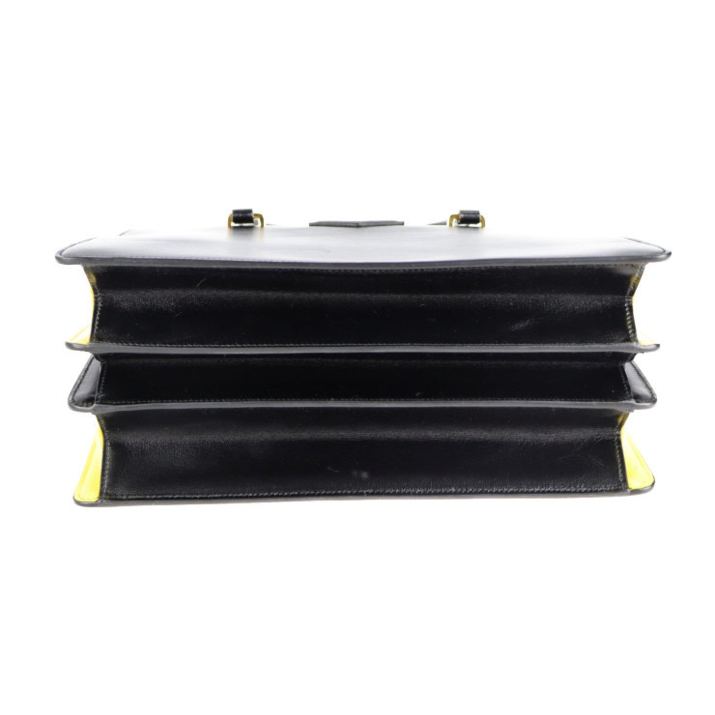 Prada turn lock handBag B2725C box calf black yellow