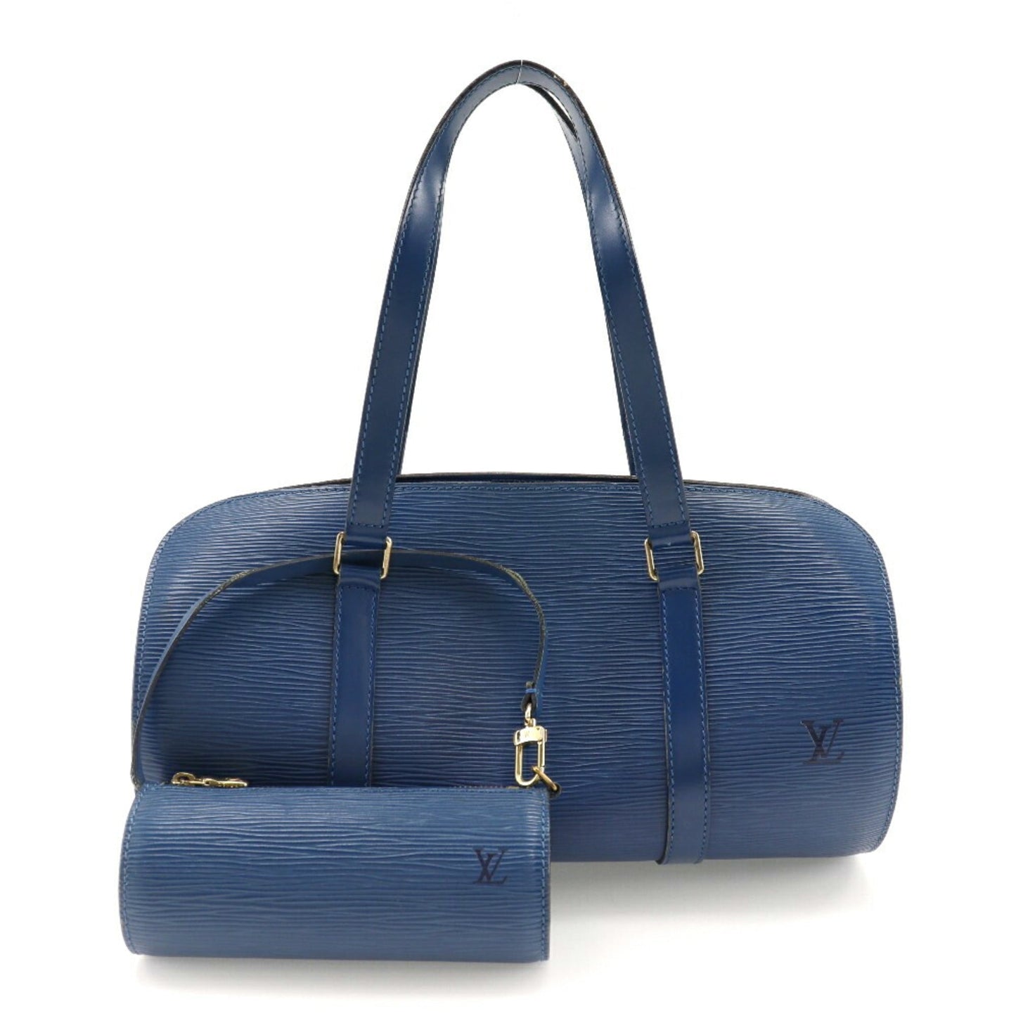 LOUIS VUITTON Soufflot HandBag M52225 Epi Leather Toledo Blue Made in France 1995 MI1915 Zipper Women's