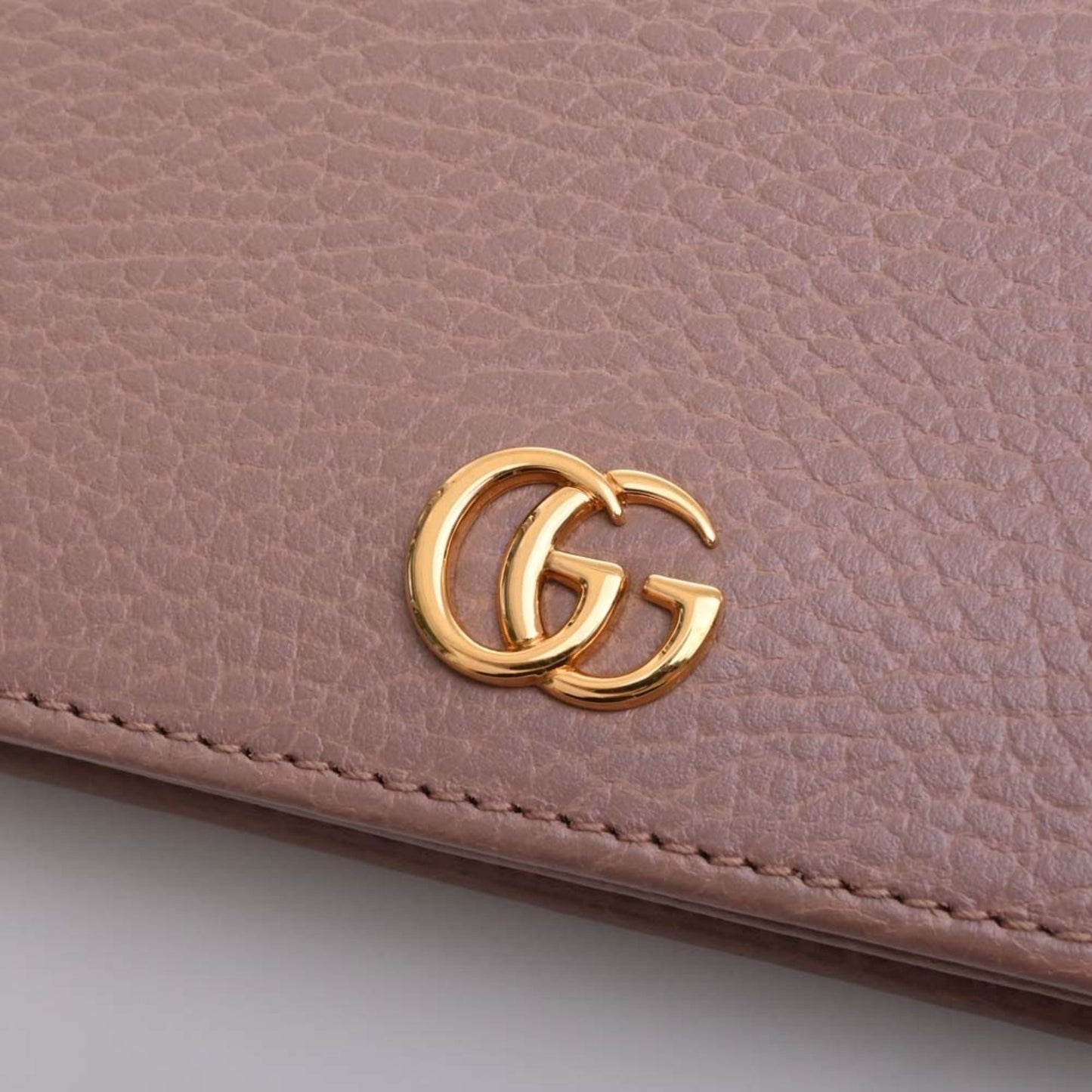 GUCCI GG Marmont Leather Bifold Wallet 456126 Pink Beige Women's