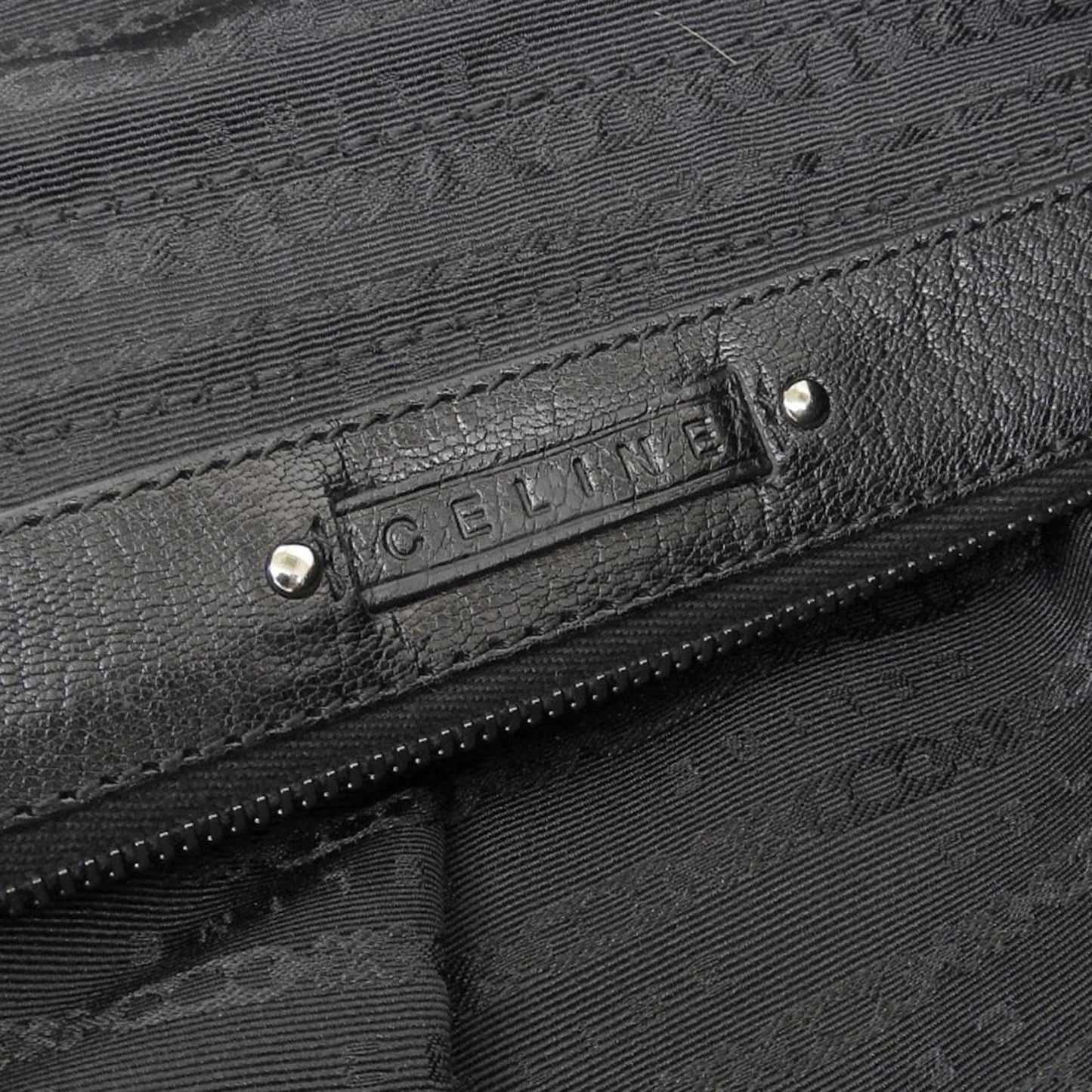 Celine one shoulder bag leather black silver metal fittings