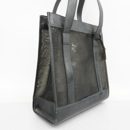 GUCCI  002 1705 0405 Women's Mesh,Leather Tote Bag Black