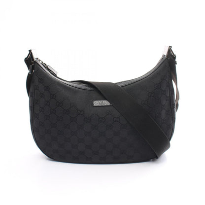 Gucci Black Gg Canvas Leather Shoulder Bag