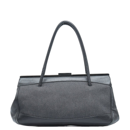 GUCCI Charm Handbag 92726 Black Canvas Leather Women's