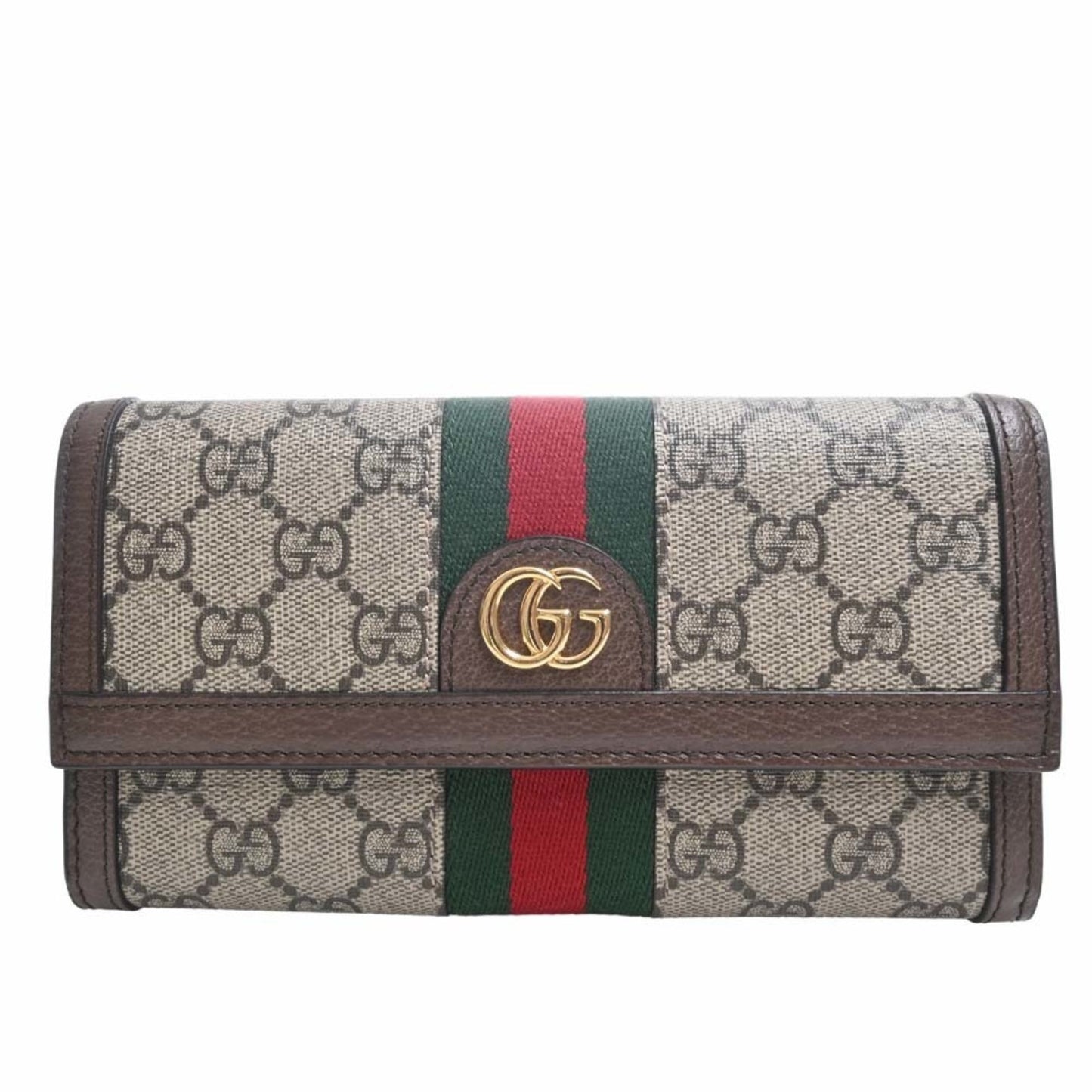 GUCCI Ophidia GG Supreme Sherry Continental Long Wallet 523153 Beige Brown Women's