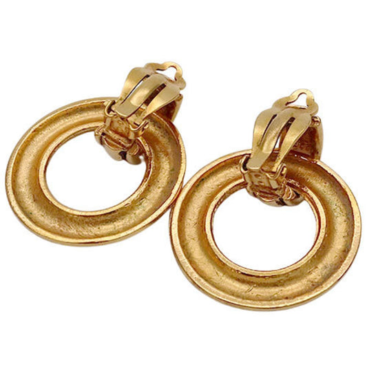Chanel Earrings Women's Circle Round Gold