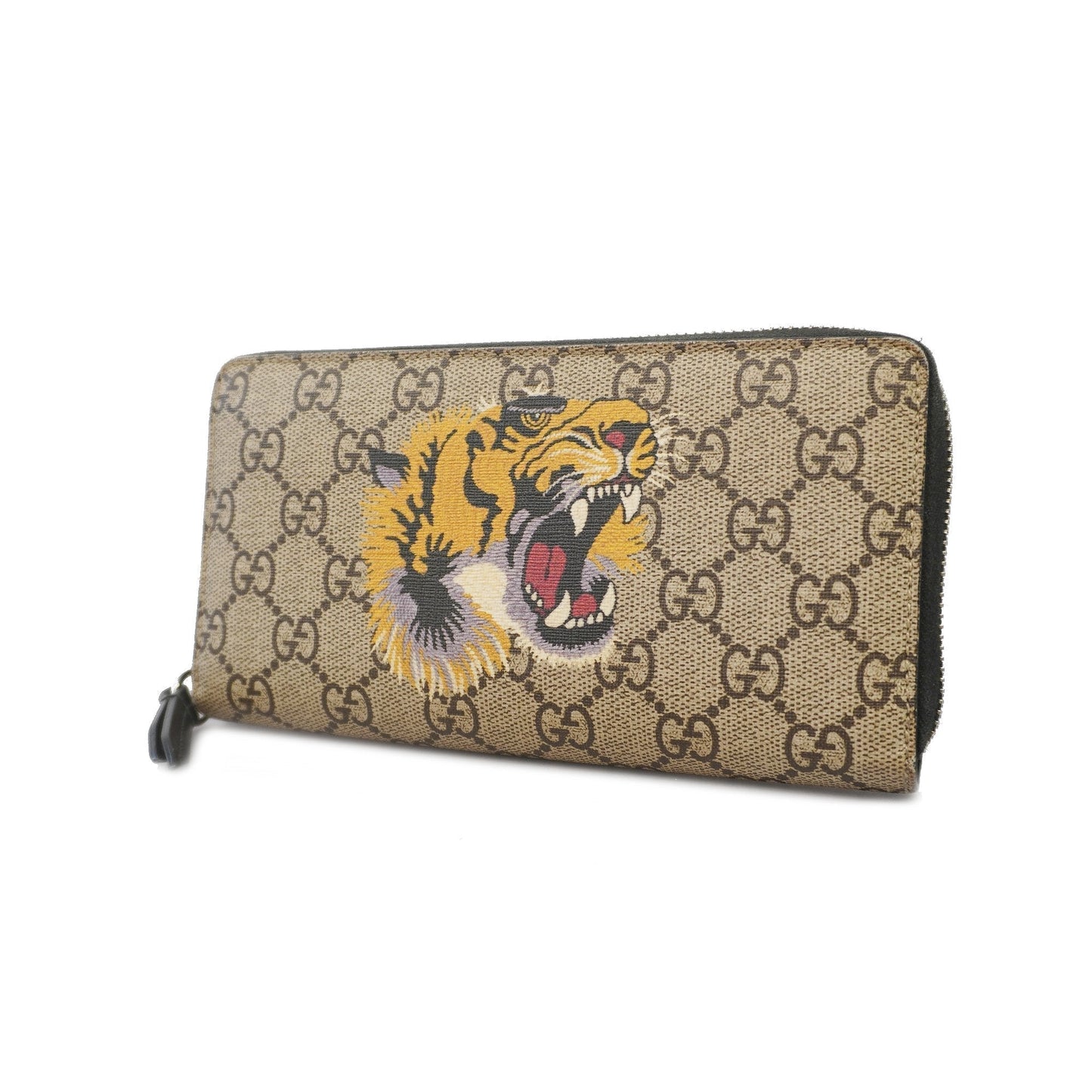 Gucci Long Wallet 451273 Women's GG Supreme Beige,Black