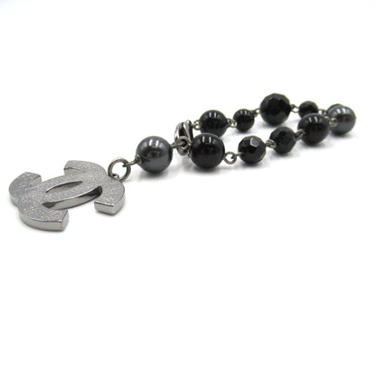 CHANEL A11V Bracelet Black Silver Plastic plating