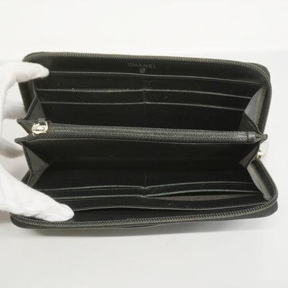 ChanelAuth  Long Wallet [bi-fold] Gold Hardware Women's Caviar Leather Long Wall