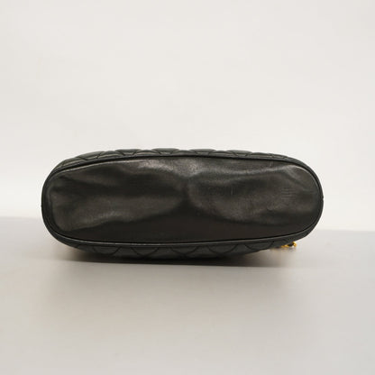 CHANELAuth  Matelasse Chain Shoulder With Fringes Leather Shoulder Bag Black