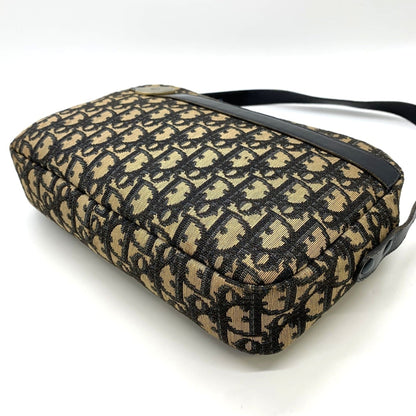 Christian Dior Trotter Brown Canvas Leather Shoulder Bag ()