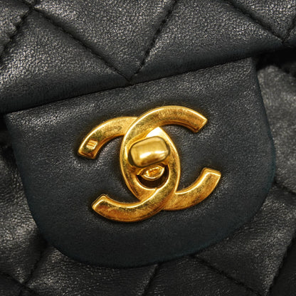 CHANEL Matelasse W Flap W Chain Lambskin Women's Leather Shoulder Bag Black