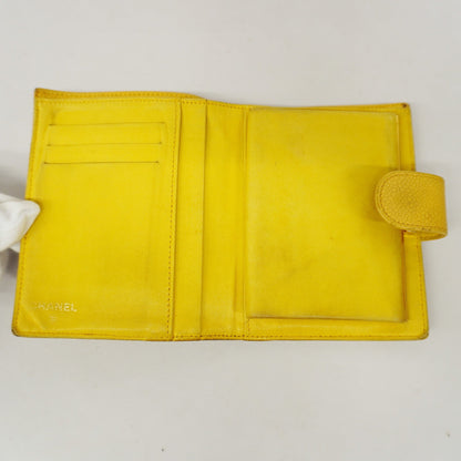ChanelAuth  Wallet Gold Hardware Women's Caviar Leather Yellow