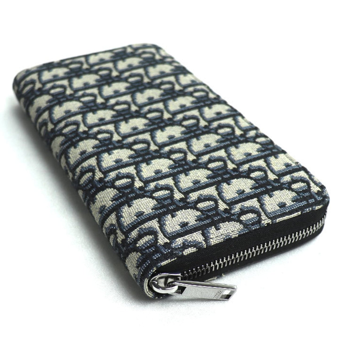 Christian Dior Navy Canvas Leather Long Wallet (Bi-Fold) ()