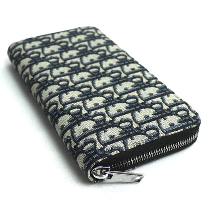 Christian Dior Navy Canvas Leather Long Wallet (Bi-Fold) ()