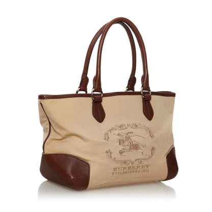 Burberry mega check handbag beige brown canvas leather ladies BURBERRY