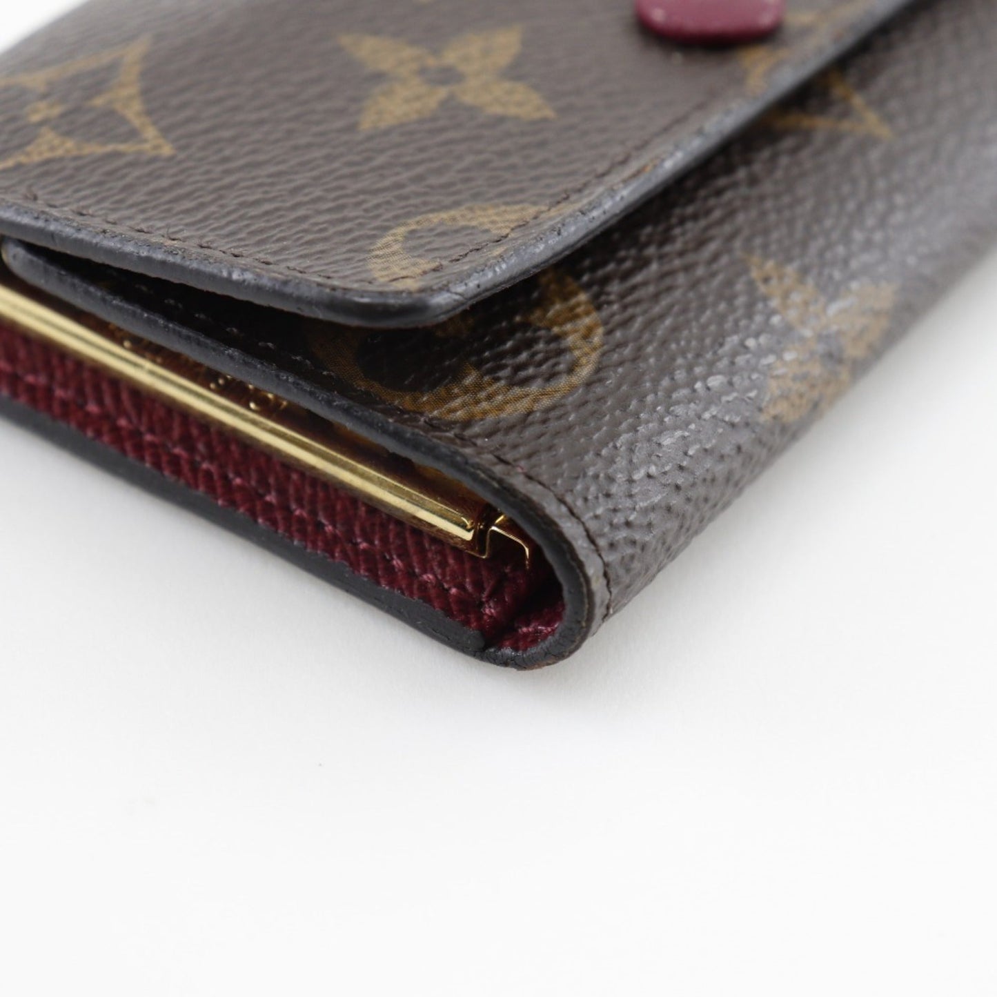 Louis Vuitton Multicles6 Key Case M60701 Monogram Canvas Fuchsia Made in France Brown CT1139 Snap Button Women's