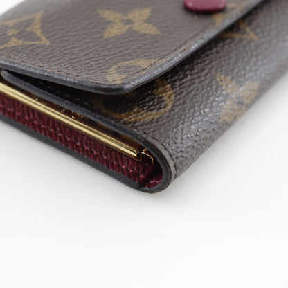 Louis Vuitton Multicles6 Key Case M60701 Monogram Canvas Fuchsia Made in France Brown CT1139 Snap Button Women's
