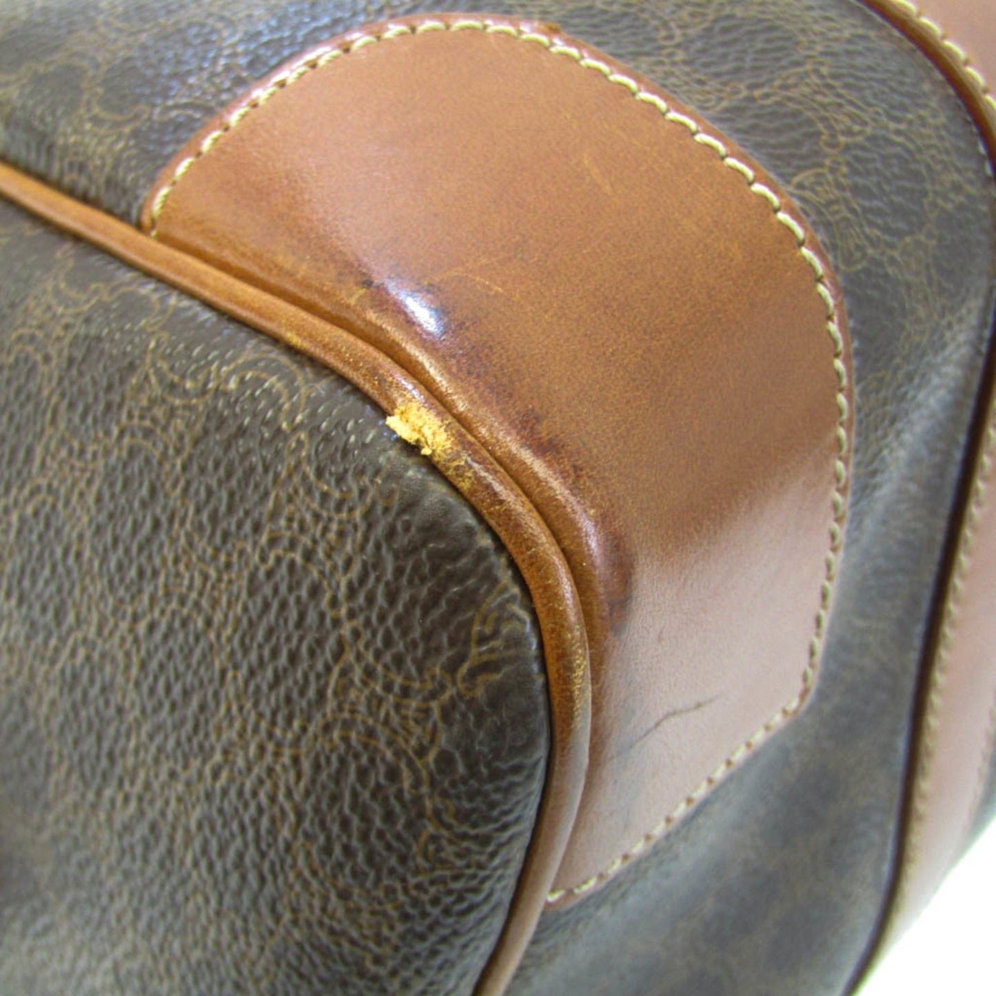 Celine Macadam Men,Women PVC,Leather Boston Bag,Handbag Brown,Dark Brown