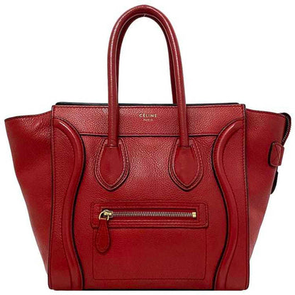 Celine Tote Bag Luggage Micro Shopper Red 167793 Leather  Handbag Ladies