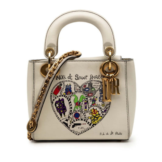 Christian Dior Off-White Leather Handbag Shoulder Bag ()
