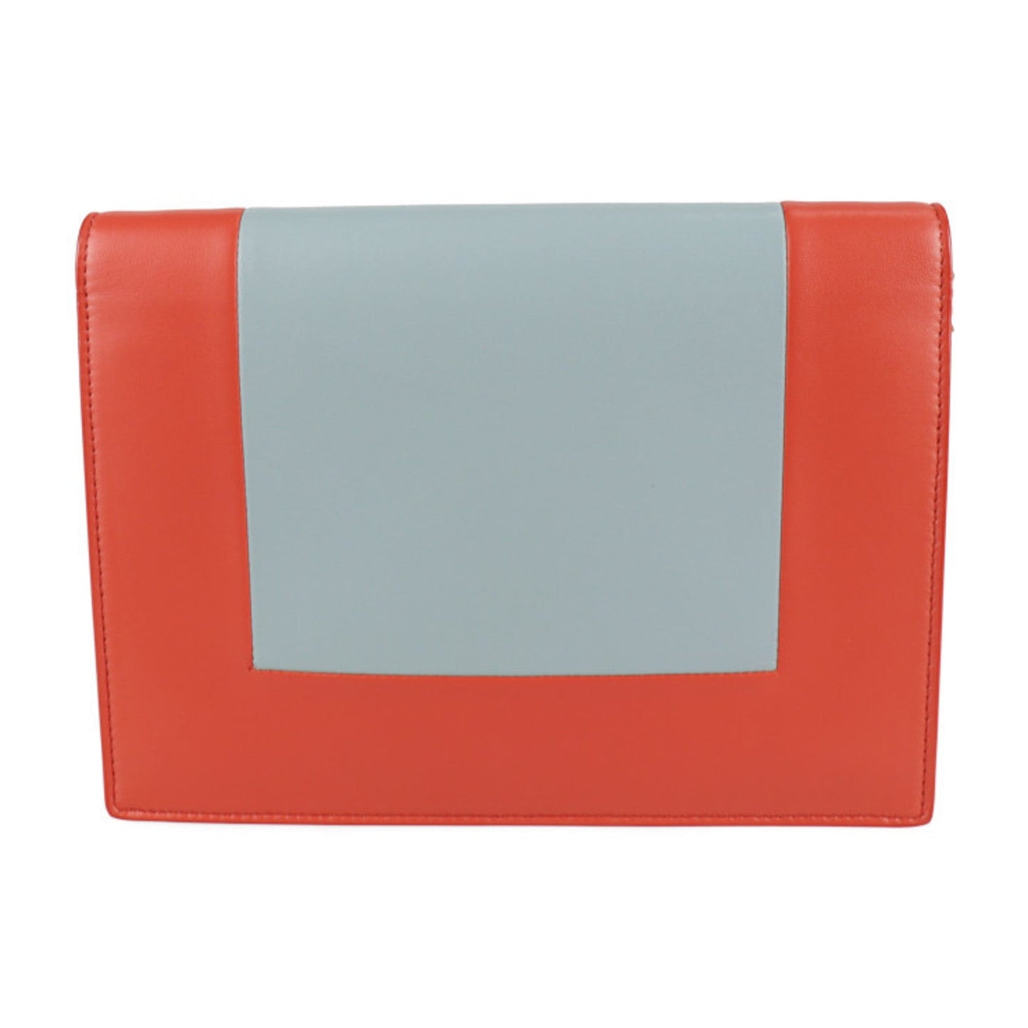 Celine Frame Evening Chain Wallet Clutch Bag 107773 Leather POPPY Red CLOUD Gray 2WAY Shoulder Diagonal