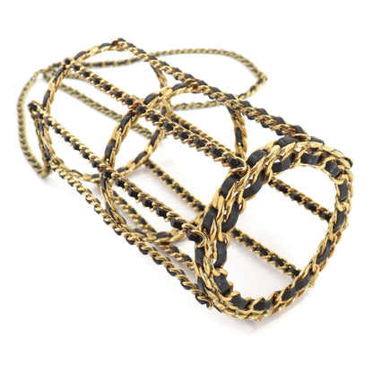 Chanel bottle chain shoulder bag leather black gold vintage
