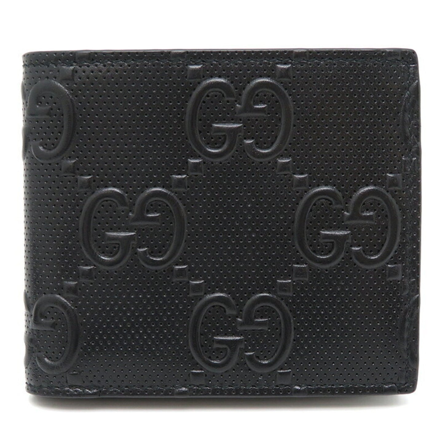 GUCCI GG Bifold Wallet Women's 625555 Leather Black