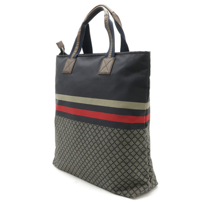 Gucci Diamante Tote Bag Large Shoulder Nylon Leather Navy Dark Brown Red 268112