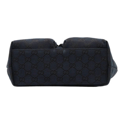 GUCCI GG canvas handbag tote bag 0021080 black leather ladies