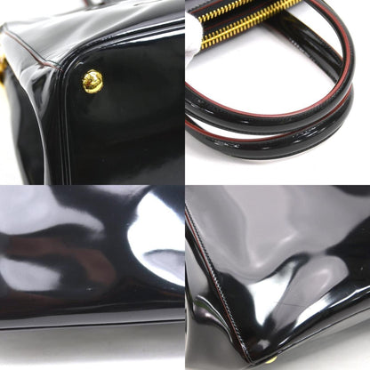 Prada HandBag Shoulder Bag Patent Leather Black x Red Unisex BN2565