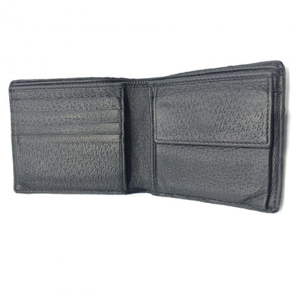 Gucci Black Gray Navy Leather Middle Wallet (Bi-Fold)