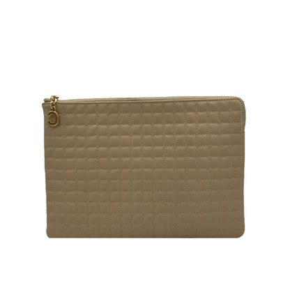 Celine C Charm Clutch Bag Beige Quilted Leather Women's Men's