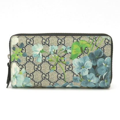 Gucci GG Blooms Supreme Flower Round Long Wallet PVC Leather Beige Blue Multicolor 546355