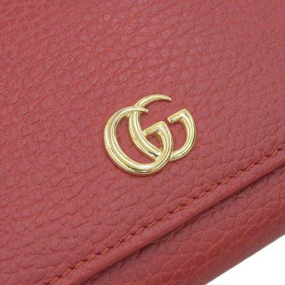 GUCCI GG Marmont Leather Trifold Wallet 474746 Red Women's