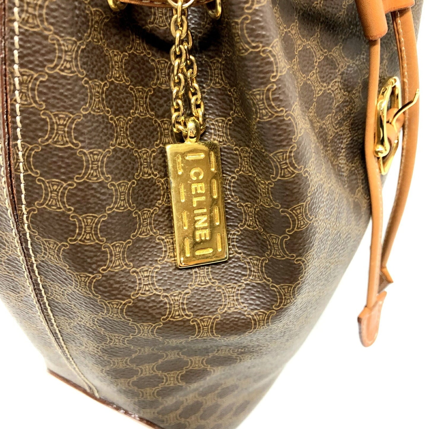 Celine rucksack Macadam PVC leather brown gold metal fittings ladies