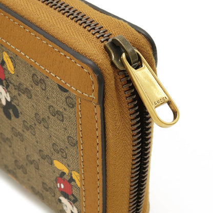 Gucci Micro GG Disney Collaboration Mickey Mouse Zip Around Round Long Wallet PVC Brown 602532