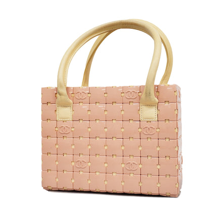 Chanel Puzzle Bag Plastic,Leather Handbag Pink