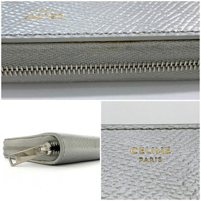 Celine Wallet Metallic Silver 10B553BFQ. 36AG Laminated Grain Calfskin Celine Leather Ladies