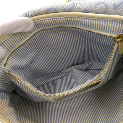 Celine Macadam Logo Crossbody Shoulder Bag Canvas x Leather White Blue