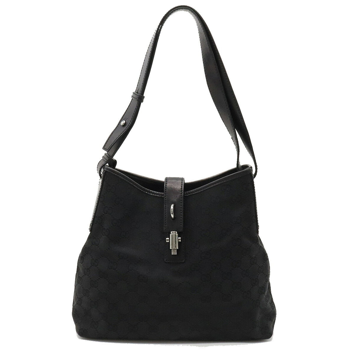 GUCCI GG Canvas New Jackie Shoulder Bag Leather Black 110291