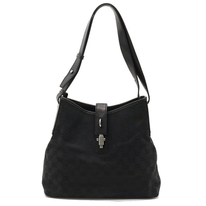 GUCCI GG Canvas New Jackie Shoulder Bag Leather Black 110291
