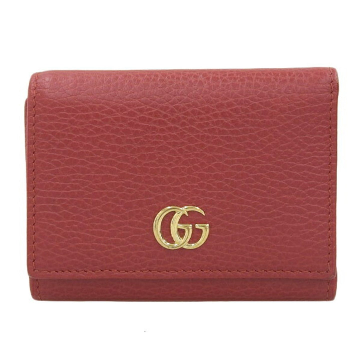 GUCCI GG Marmont Leather Trifold Wallet 474746 Red Women's