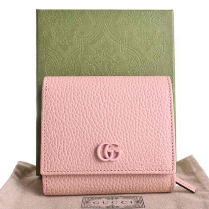 Gucci leather double G medium folio compact wallet pink