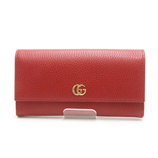 Gucci Petite Marmont Leather Continental Bifold Long Wallet 456116 Red