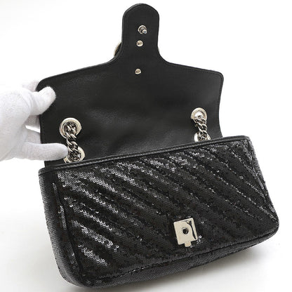 Gucci GG Marmont Small Sequin Shoulder Bag Black 443497