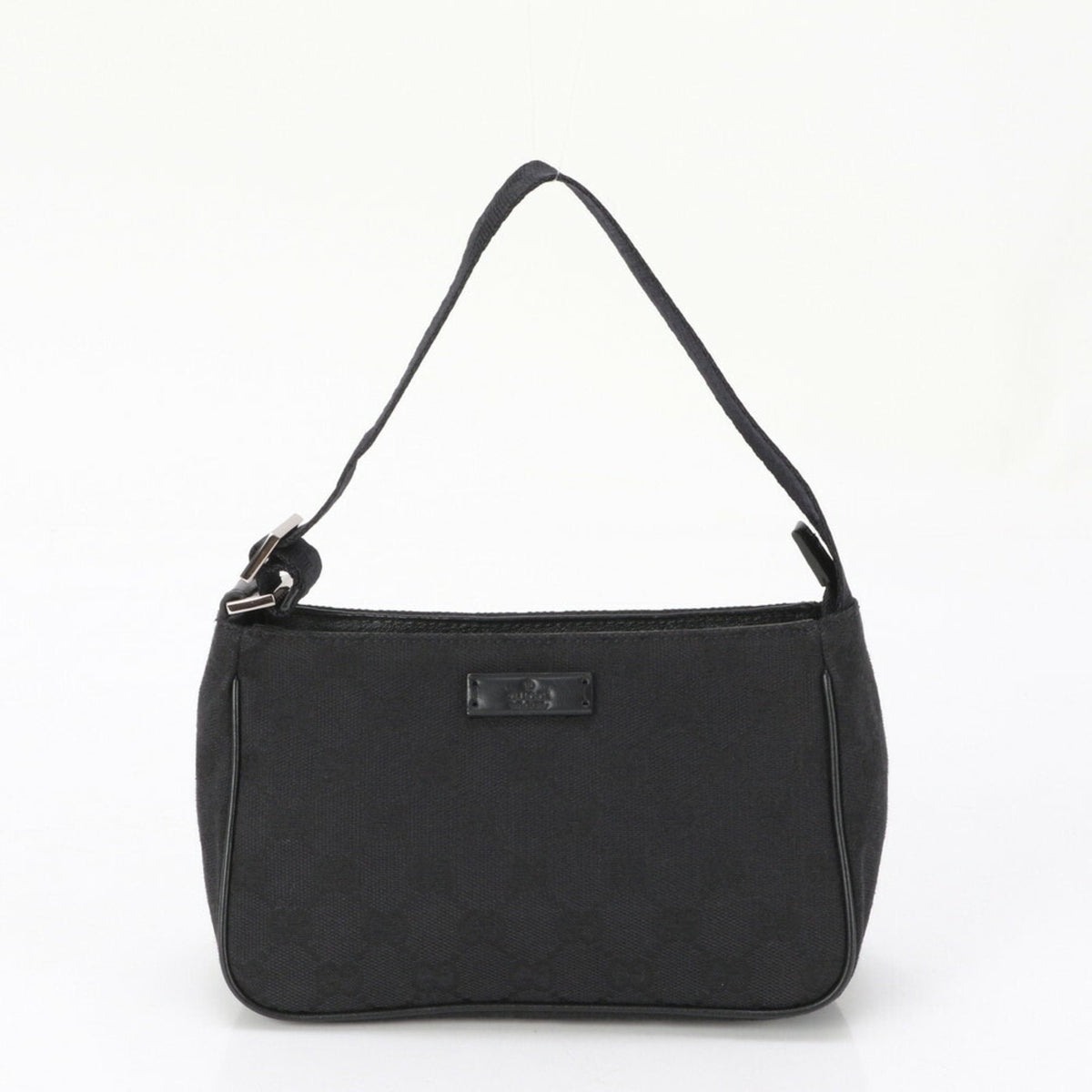 Gucci Gg Canvas Black Leather Canvas Handbag Tote Bag ()