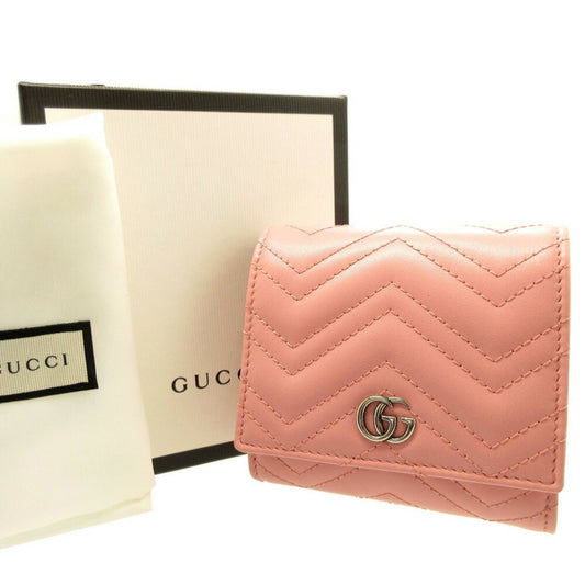 GUCCI GG Marmont 598629 Leather Pink Bifold Wallet